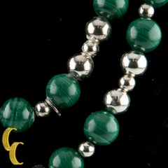 Tiffany & Co. Sterling Silver Malachite Beaded Necklace Gorgeous!