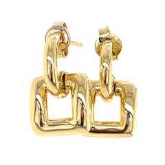 Tiffany & Co. 18k Yellow Gold Biscayne Square Drop Stud Earrings Gorgeous!