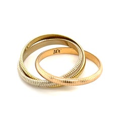 Cartier Vintage 18k Tri-Gold Trinity Ring Ribbed Size 6 Gorgeous!