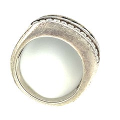 David Yurman Sterling and Diamond Cable Style Cigar Band Ring Sz 5.5 Gorgeous!