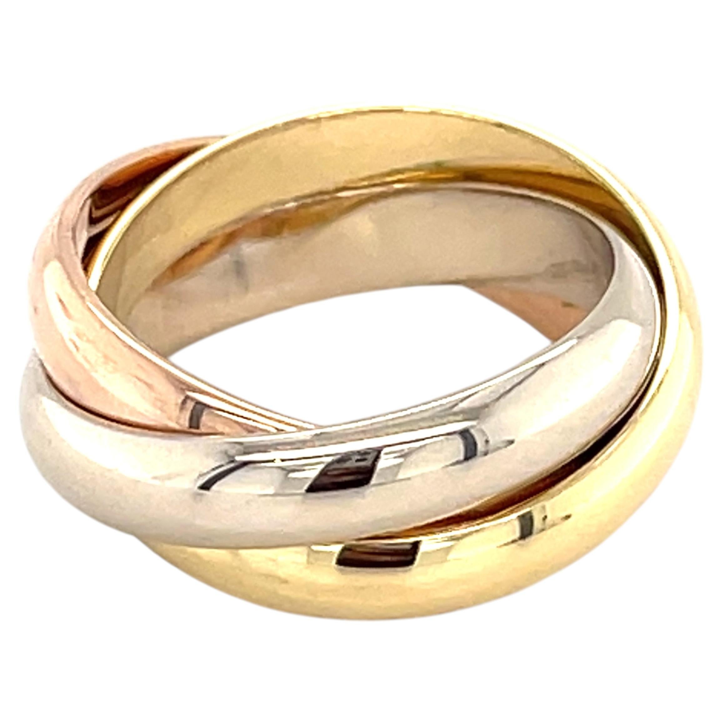 Bague Trinity Cartier en « Tri-Gold » 18 carats, modèle classique, 4 mm, taille 52