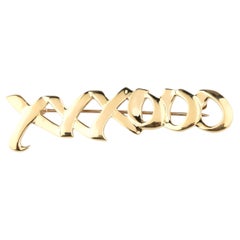 Tiffany & Co Paloma Picasso 18k Gold Pin Xs & Os Brooch Hugs & Kisses XXXOOO