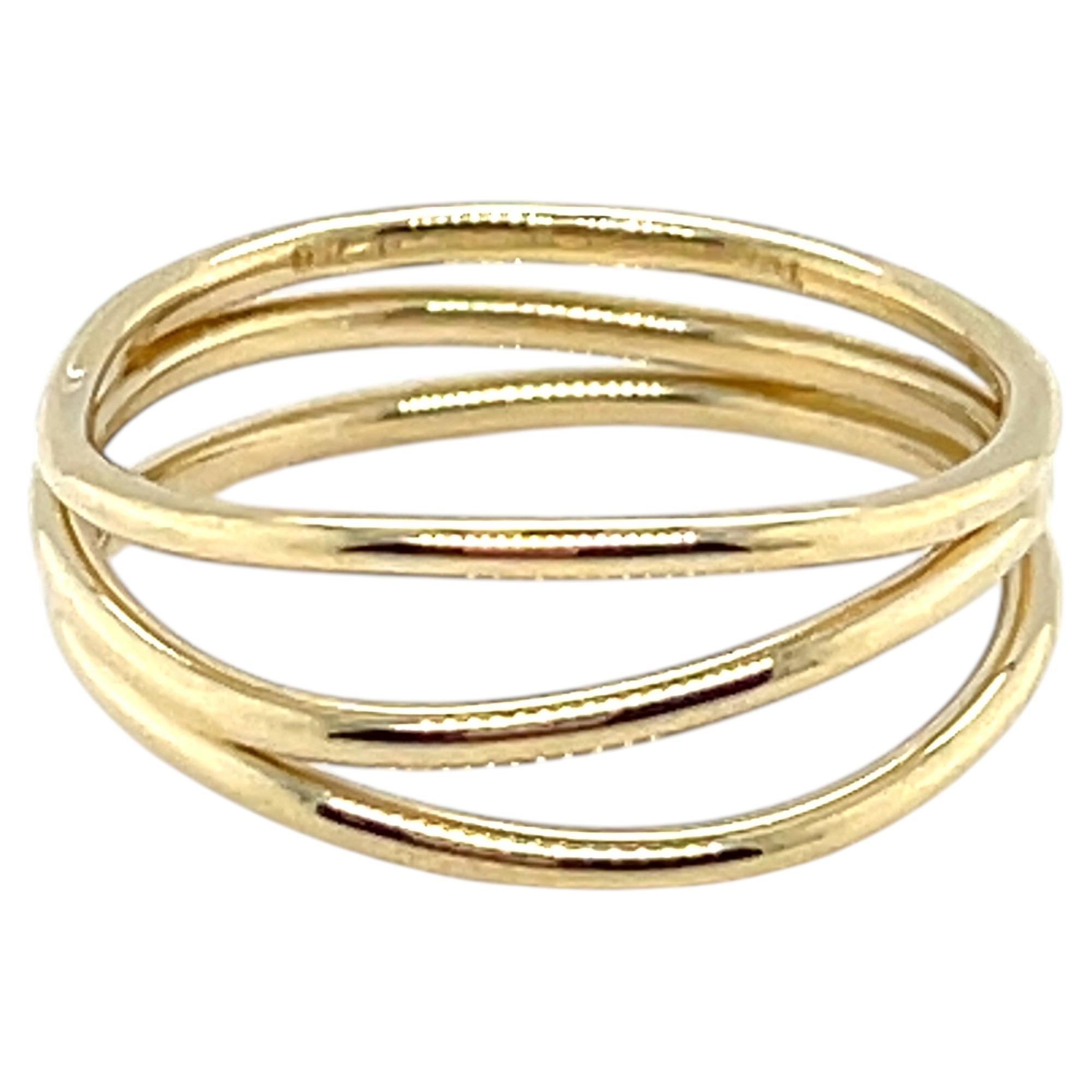 Tiffany & Co. Bague Elsa Peretti en or jaune 18 carats à trois rangées ondulées, taille 5,25 en vente