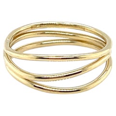 Tiffany & Co. Elsa Peretti, dreireihiger Ring aus 18-karätigem Gelbgold mit Wellenmuster, Ringgröße 5,25