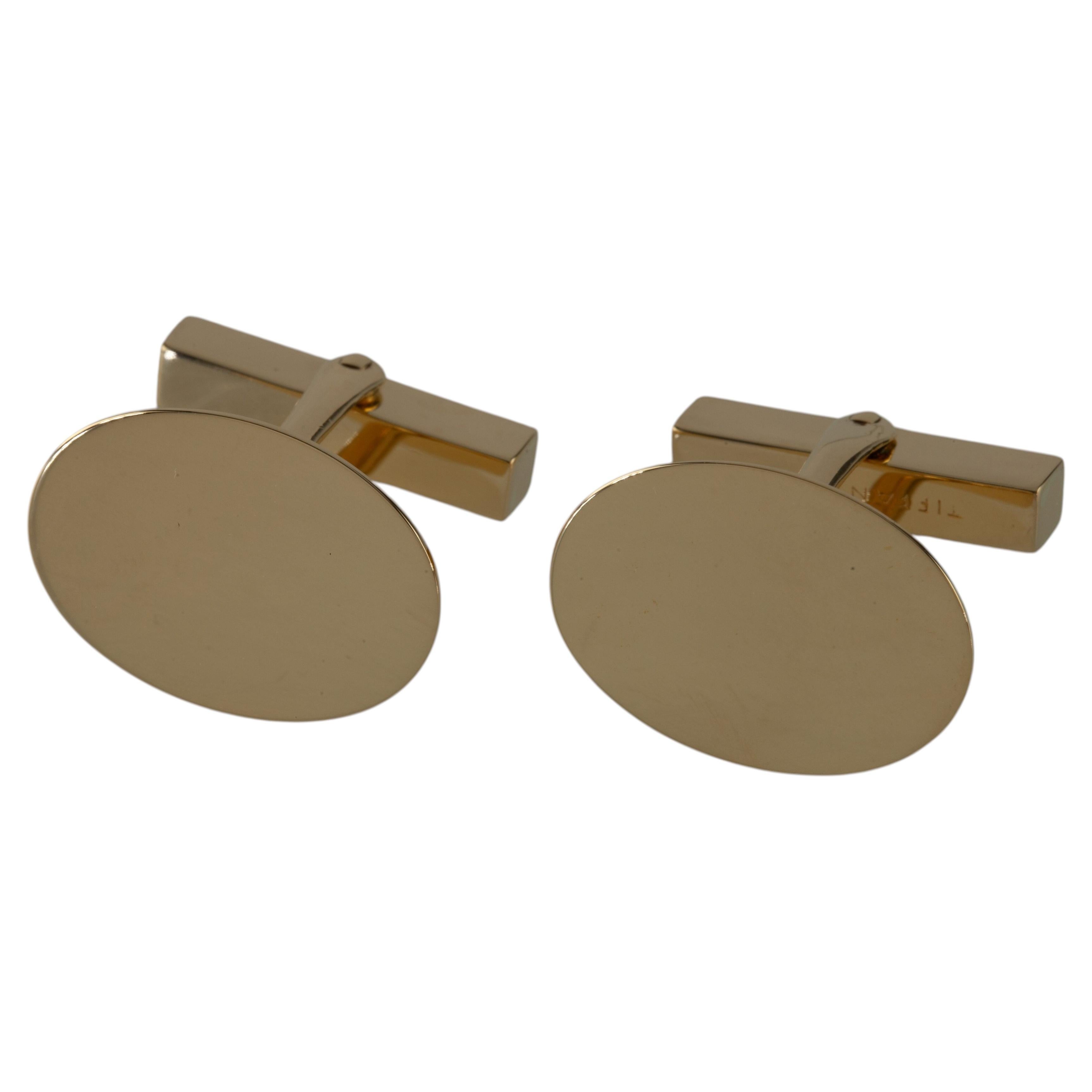 Pre-owned Tiffany & Co . 14k Yellow Gold Vintage Oval Cufflinks