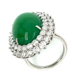 Natural Jadeite Jade, Diamond, and White Gold Ring Total Carat Weight: 19.85 ct