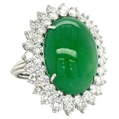 Natural Jadeite Jade, Diamond, and White Gold Ring Total Carat Weight: 19.85 ct