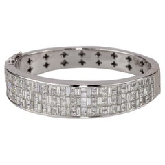 21.30 carat Diamond Invisibly Set Bangle 18k White Gold Bracelet 7.25 inches
