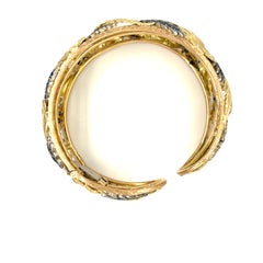 Buccellati 18k Tri-Color Gold Foliate Design Cuff W/Circular-Cut Sapphires