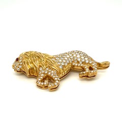 Oscar Heyman 18k Yellow Gold 4.75 ct Lion Brooch Unique Gorgeous!