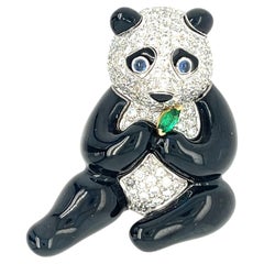 Oscar Heyman Platinum Panda Brooch 1.73 ct Diamond w/ Facsimile Certificate