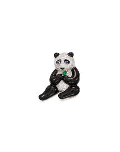 Oscar Heyman Platinum Panda Brooch 1.73 ct Diamond w/ Facsimile Certificate