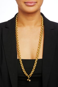 Elizabeth Locke 18k Yellow Gold Hammered Heavy Link Chain Necklace 32"