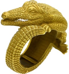 Kieselstein-Cord 18k Yellow Gold Hinged Alligator Cuff Bangle Bracelet 166.4g