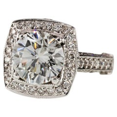 3.05 carat Round Brilliant Diamond 14k White Gold Engagement Ring GIA Certified