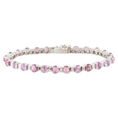 Bracelet à maillons en platine serti d'un rubis naturel en cabochon de 25 carats et d'un diamant de 2,75 carats, 7,25 pouces