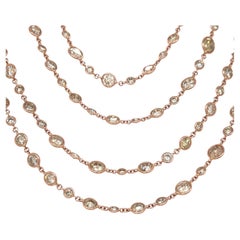 18k Rose Gold Gorgeous Diamond Chain Necklace Appx 44.8 ct 60"