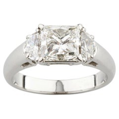 2.50 Carat Princess Cut 3 Stone Diamond Platinum Engagement Ring With EGL Cert