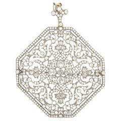 Kwiat 18k White Gold Diamond Filigreen Convertible Pendant/Brooch 4.7 ct