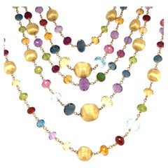 Marco Bicego 18k Yellow Gold Graduated Five-Strand Beaded Gem Necklace 18"