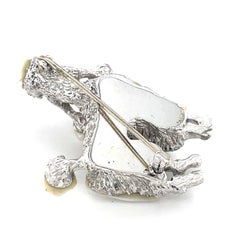 Ruser Vintage 18k White Gold Poodle Brooch Featuring Freshwater Pearl & Onyx