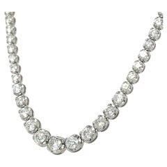 18k White Gold Undulating Graduated Diamond Tennis Necklace 32" 16.98 ct
