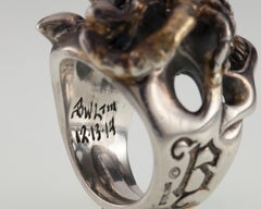 Bill Wall Leather Sterling Silver Custom Master Ring Skull Scorpion Gold Overlay