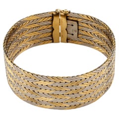 Bracelet Gubelin Estate en or bicolore 18 carats, motif en chevrons, avec fermoir dissimulé