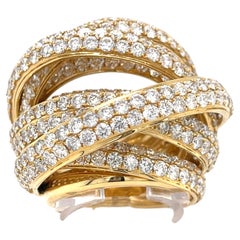 C&S Jewelers 18k Yellow Gold Appx 15ct Diamonds Multi-Band Ring size 7 26.3g