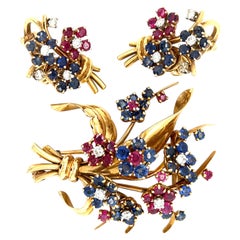 Trabert, Hoeffer, and Mauboussin 18k Gold Diamond Gemstone Jewelry Set