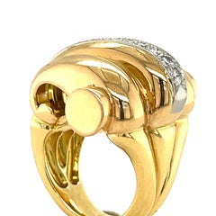 Hermes 18k Multi-Tone Gold Diamond Ring Unique Design Size 6.25