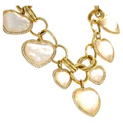 Ippolita Pulsera de oro amarillo de 18 quilates con dije de diamantes y corazón de nácar Lollipop