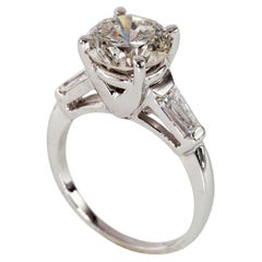 3.00 Carat Round Brilliant Diamond 18k White Gold Engagement Ring Size: 6.25