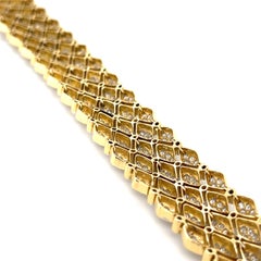 Bracciale in oro giallo 18 carati con placca decorata da diamanti a taglio pieno da 6,95 carati, finitura in rodio, 56,50 g