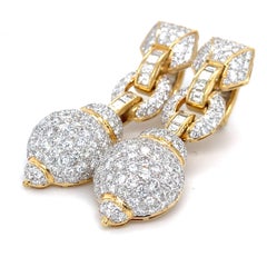 18k Two Tone Gold Doorknocker 2" Drop Earrings with 9.25 ct Diamonds