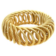18k Yellow Gold Coil Spring Bracelet with Appx 2.6 ct Diamond Accents
