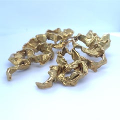 Gilbert Albert for Bucherer 18k Yellow Gold 3" Modernist Dangle Earrings