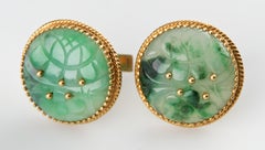 Cravates Cellino Vtg en or jaune 18 carats/14 carats avec jade impérial, diamètre 28 mm, 29,9 g