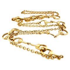 Gucci 18k Yellow Gold Horsebit Necklace 37.5" Gorgeous!