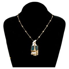 Bjorn Weckstrom Lapponia Black Opal 14k Yellow Gold 1970's Vintage Necklace
