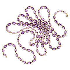 240.00ct Oval-Shaped Amethyst and 18k Rose Gold Necklace 94.50g 70"