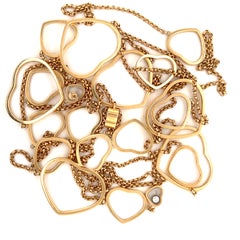 Chopard 18k Rose Gold Happy Diamonds Long Chain Heart Necklace 0.10 ct Dia 48"