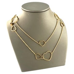 Chopard 18k Rose Gold Happy Diamonds Long Chain Heart Necklace 0.10 ct Dia 48"