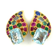 Marilyn Cooperman 18k Yellow Gold Multicolor Gemstones Earrings 22.85 ctw