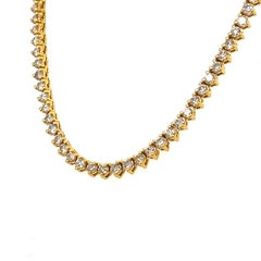 Beautiful 18k Yellow Gold 7.75ct Diamond 32" Tennis Necklace 25 grams