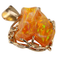 21.12 Ct Mexican Fire Opal in 18k Yellow Gold Pendant Setting Gorgeous!
