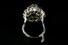 14k White Gold Diamond Dome Cocktail Ring w/ .85 ct Center Stone Size 8 Nice!