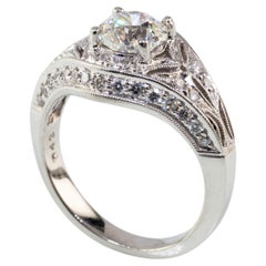Simon G 1.33 carat Round Brilliant Diamond Platinum Engagement Ring Size 5.25