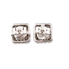 1.20 Ct Diamond Solitaire Stud Earrings with Accent Stones in 14k White Gold