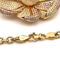 18K Gold Hasbani Gioielli 13mm Perle & 9ct Diamant Anhänger Halskette 23" 38.2g